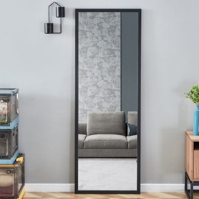 Hird Generation Black Solid Wood Frame Full Body Mirror, Bold Border, Bathroom Makeup Mirror, Bedroom Porch, Decorative Mirror, Clothing Store, Floor Standing Large Mirror. Black 65 X 22.8