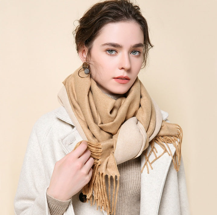Fashion Double-sided Solid Color Warm Cashmere Scarf