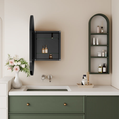 20x34 Inch Oval Recessed Metal Frame Bathroom Wall Cabinet With Mirror And Adjustable Shelves Unavailable Platforms- Temu