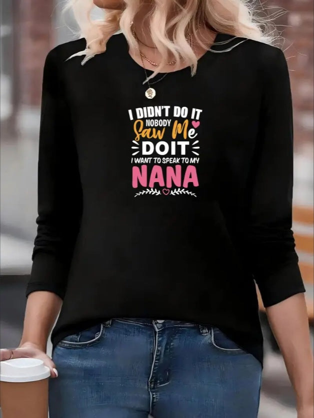 Women's Printed Hoodless Long Sleeve Sweatshirt