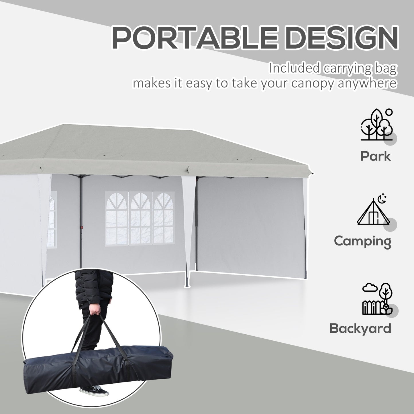 Outsunny 10' X 20' Pop Up Canopy Tent With 4 Sidewalls, Heavy Duty Tents For Parties, Outdoor Instan