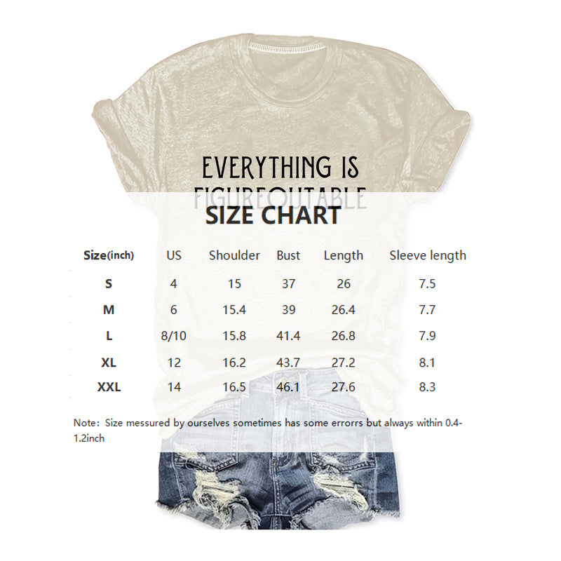 Women's Casual Short Sleeve T-Shirt - Comfortable Round Neck Tee With Slogan Print