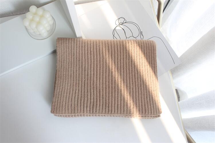 Solid Color Knitted Mid-length Warm Wool Scarf