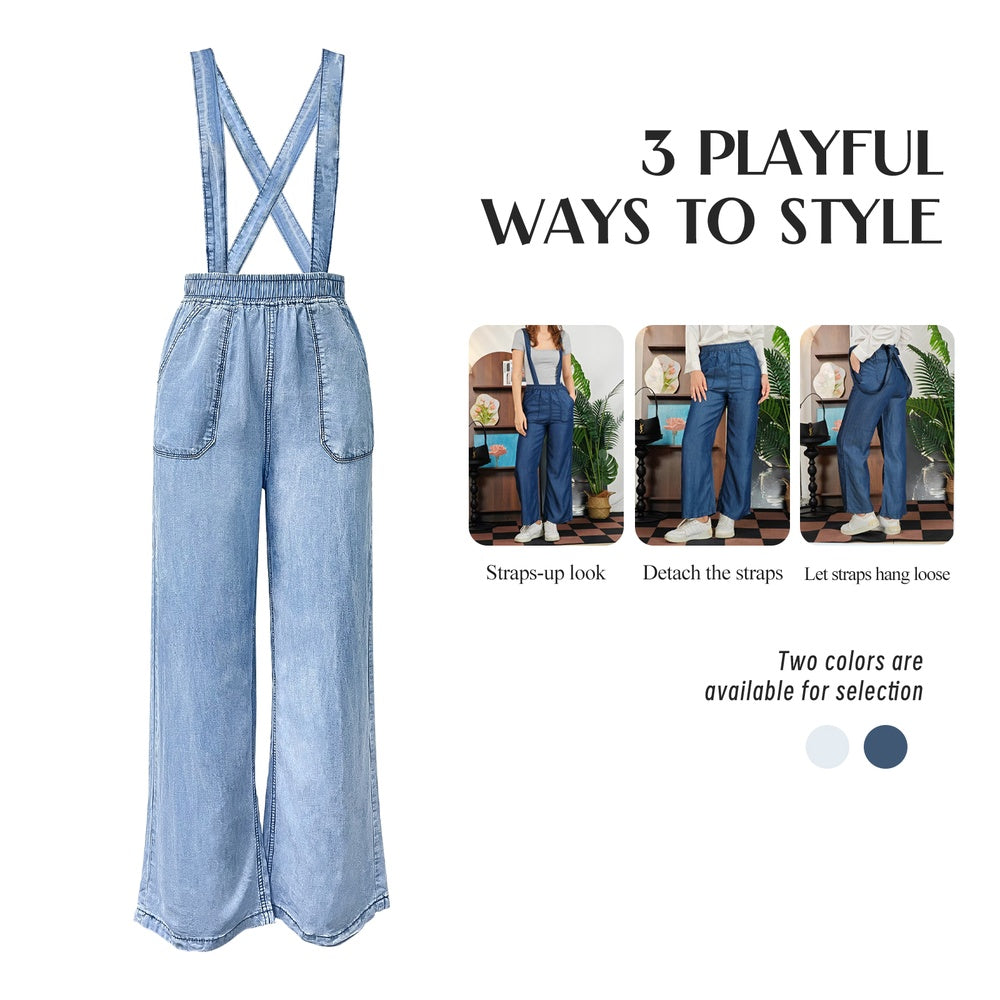 Women's High-Waist Jeans, Convertible Wide-Leg Full-Length Jeans With 3-in-1 Adjustable Hem, Tencel Lyocell For Summer. Forbidden Platform - Temu