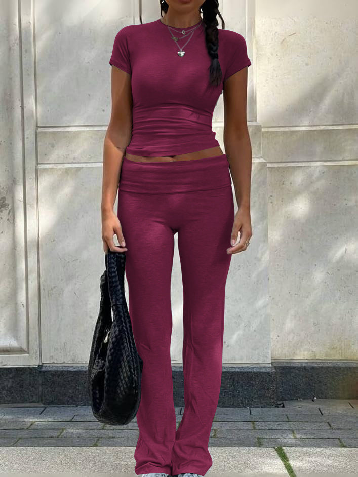 Short Sleeved Wide Leg Pants