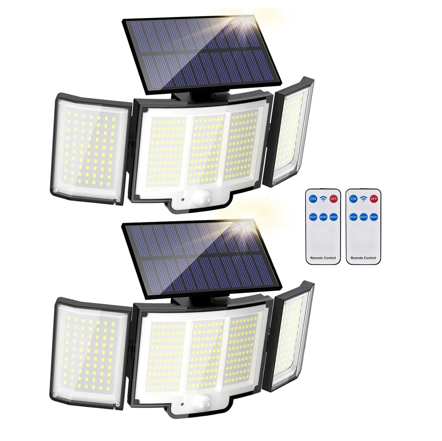 Waterproof Solar Outdoor Light Street Light 348LED 3 Side Adjustable Strap Remote Control