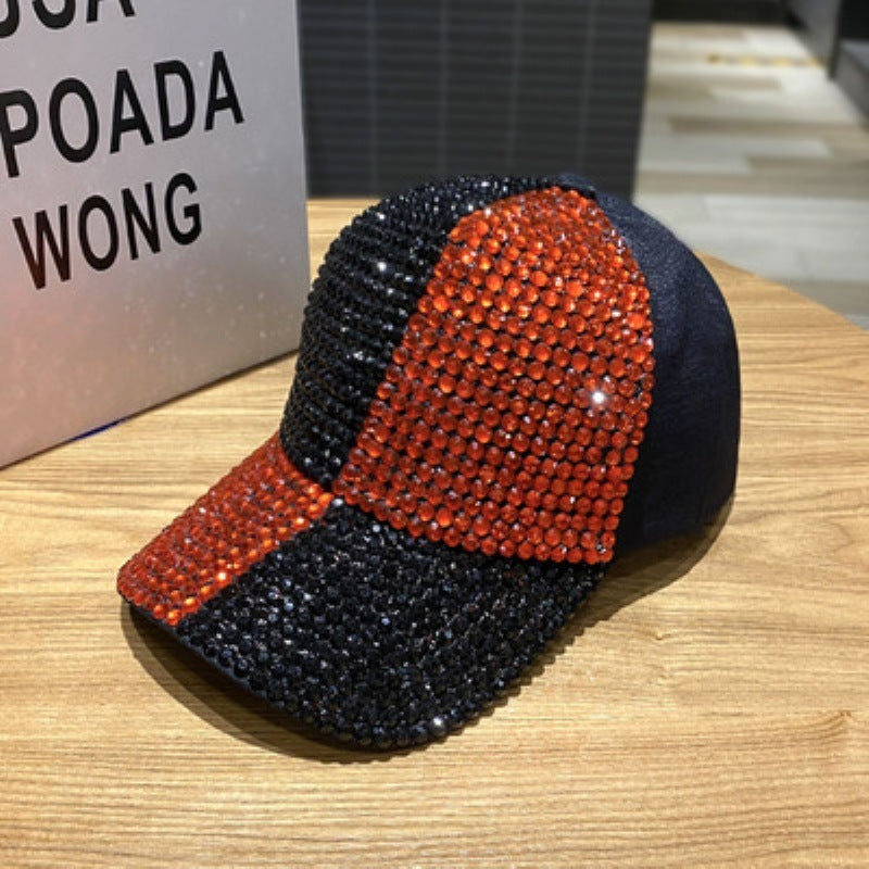 Korean Style Dual-color Patchwork Diamond Cap Shiny