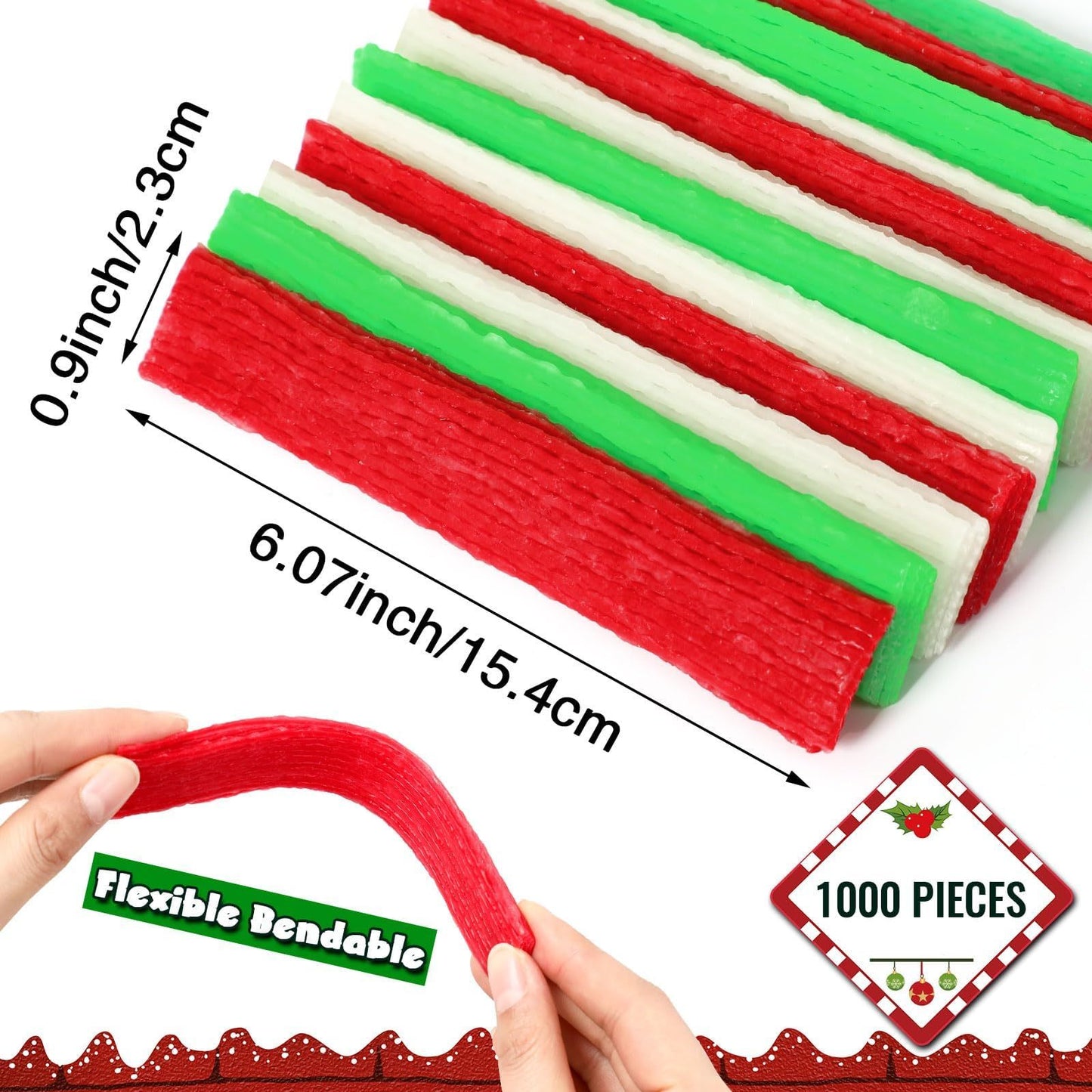 UPINS Wiki Sticks,  Christmas Wax Craft Sticks Red Green White Bendable Sticky Wax Yarn Sticks With Storage Bag For DIY School Project Art Craft Supplies Visit The UPINS Store,Amazon Is Banned
