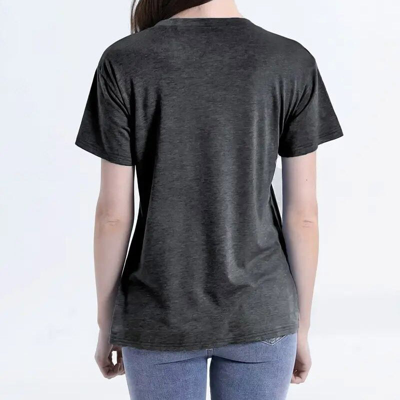 Women's Round Neck Short Sleeve T-Shirt With Colorful Elephant Print, Casual Summer Top