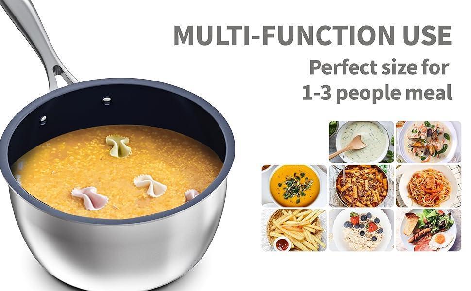 2.2 Quart Titanium Alloy Stainless Steel Multifunctional Household PFOA-free Non-stick Frying Pan With Lid, Dishwasher-safe, Oven-safe, Suitable For All Stovetops