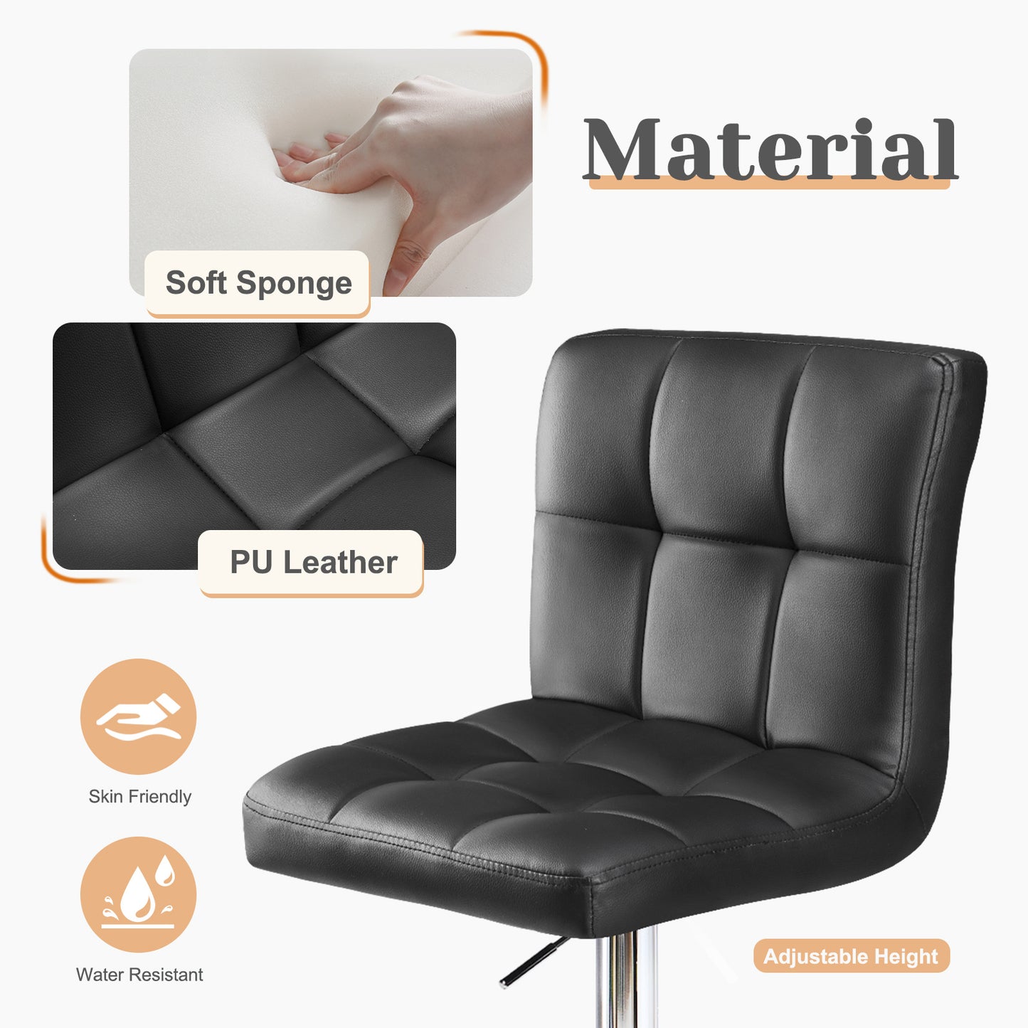 Square Cushion Bar Stool With Backrest