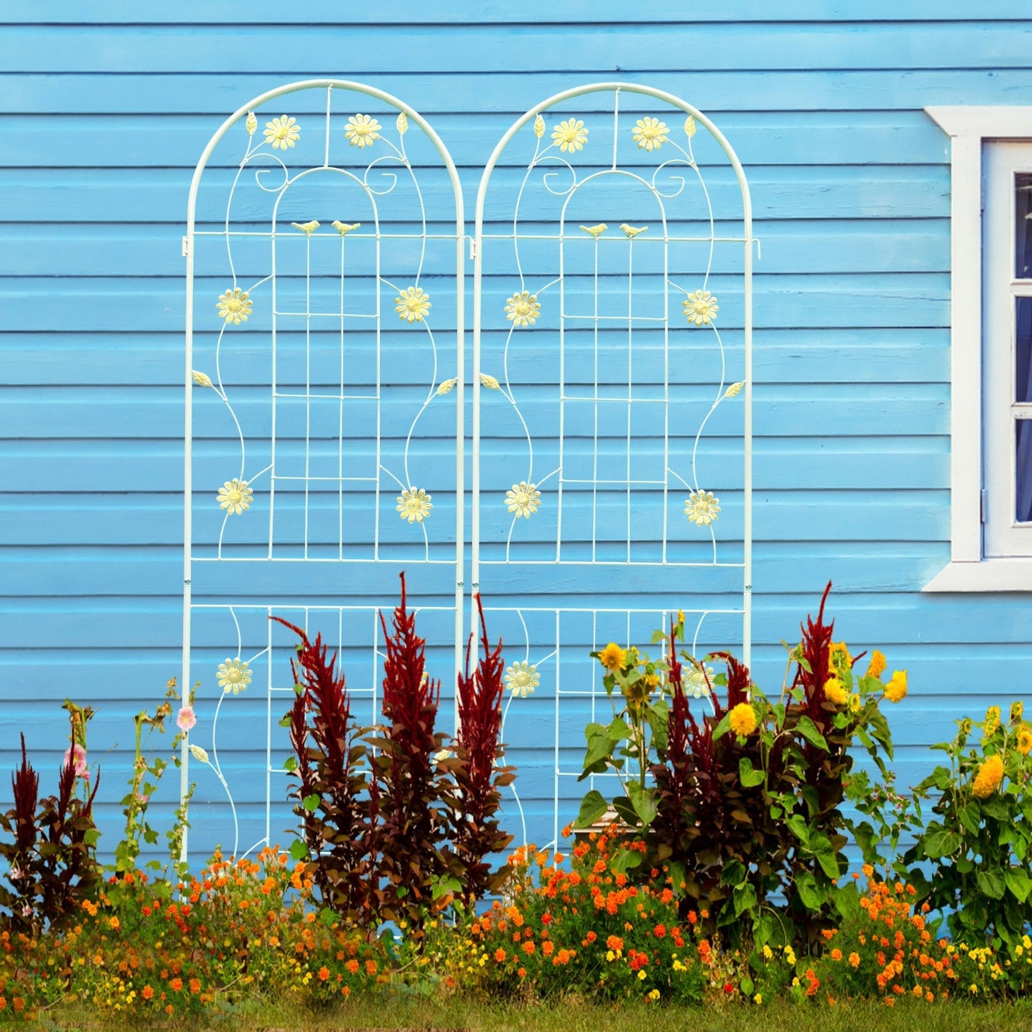 2 Pack Metal Garden Trellis 71x19.7 Rustproof For Climbing Plants Outdoor