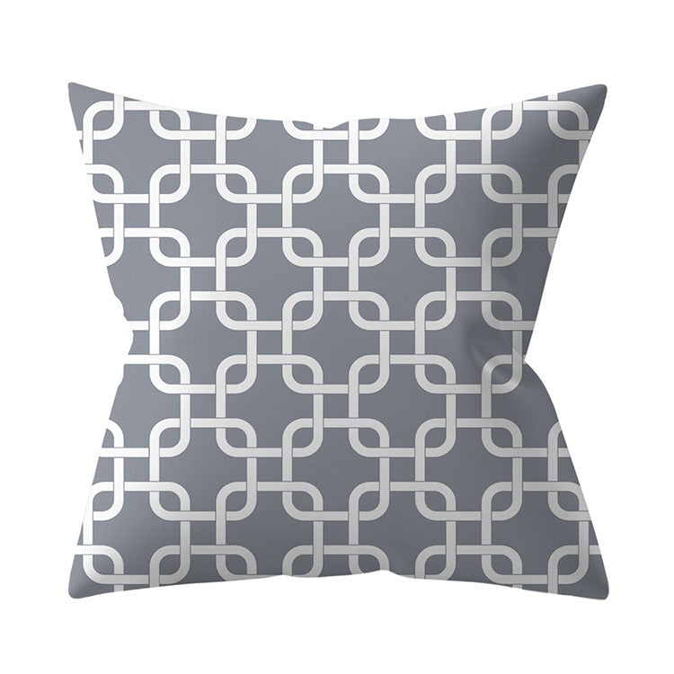 Gray Geometric Polyester Pillow Cover Cross-border Hot Sale Silver Gray Sofa Cushion Cushion Cover