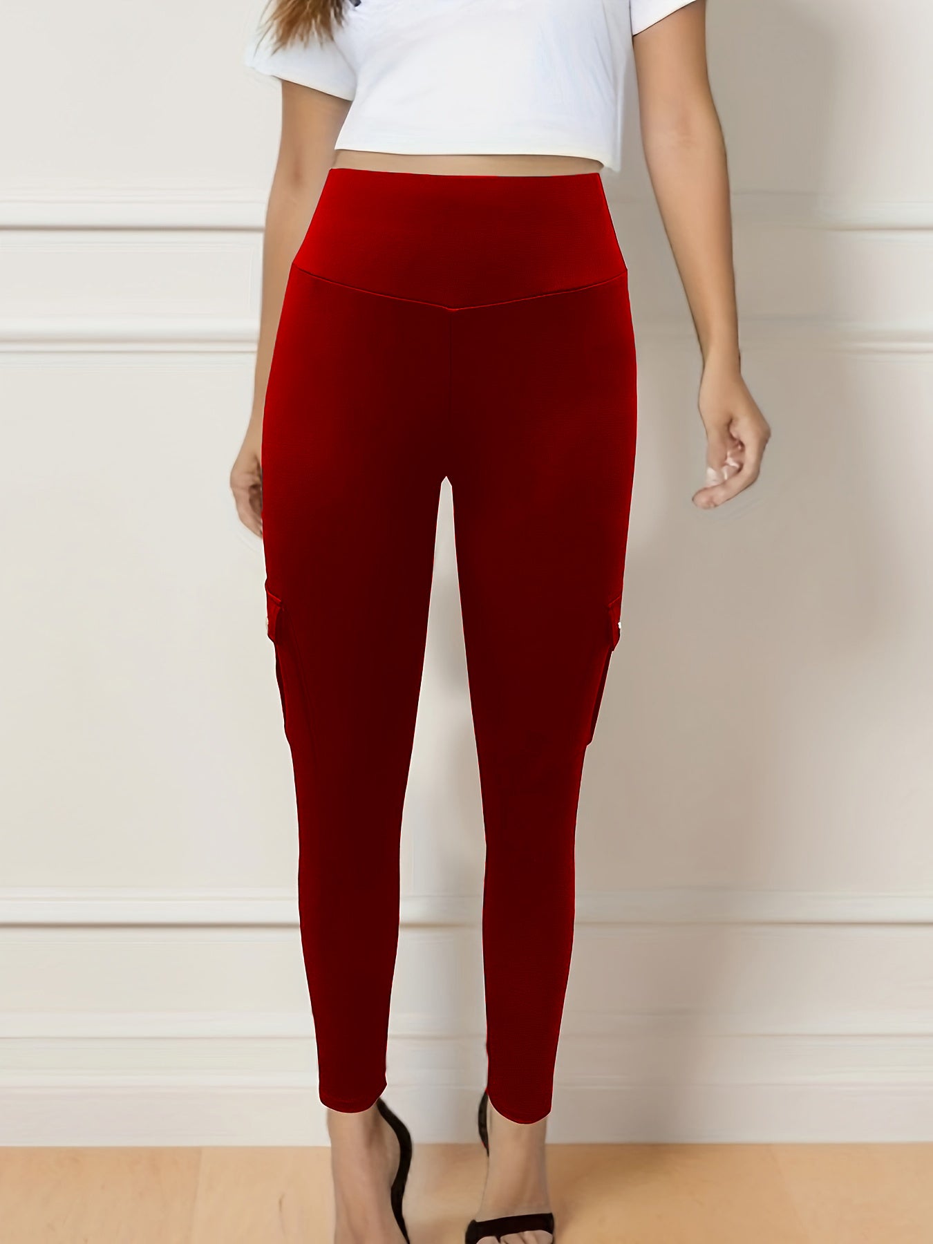 Plus Size High Waisted Plus Size Skinny Bottom Pants - Outer Wear For Running Fitness Workout Sports - Women's Pants