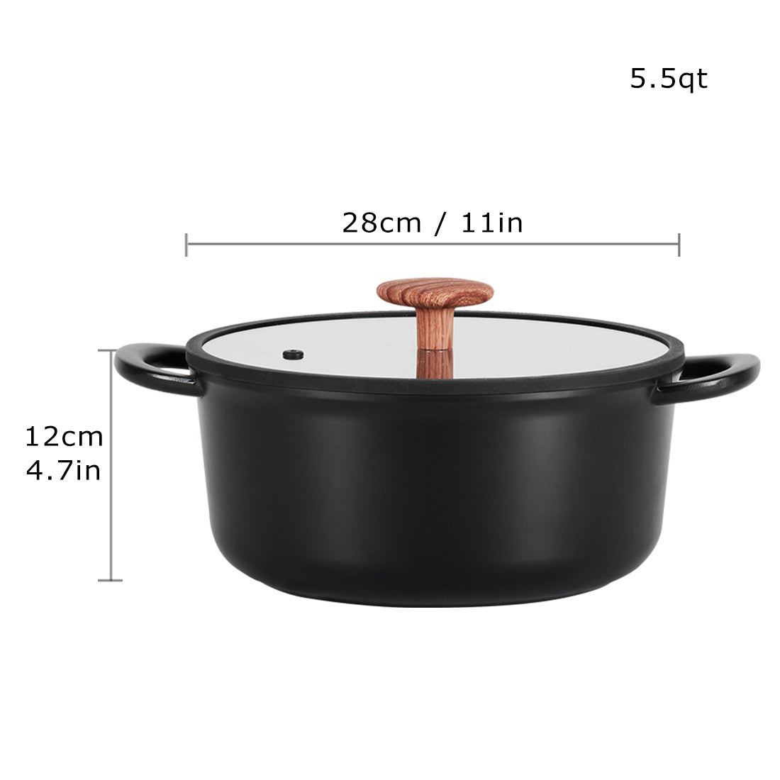 11 Inch Non-Stick Ceramic Soup Pot With Glass Lid , Dishwasher Safe, Suitable For Gas And Induction Cooktops, Free PFOA,PFOS