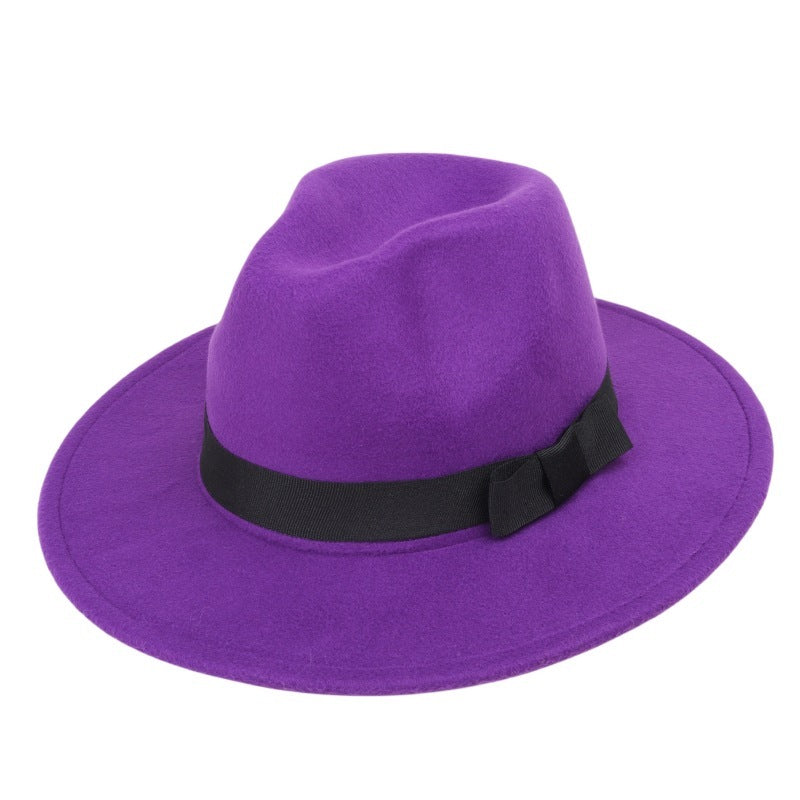 Woolen Fedora Hat Men's And Women's Big Brim Top Hat Felt Hat