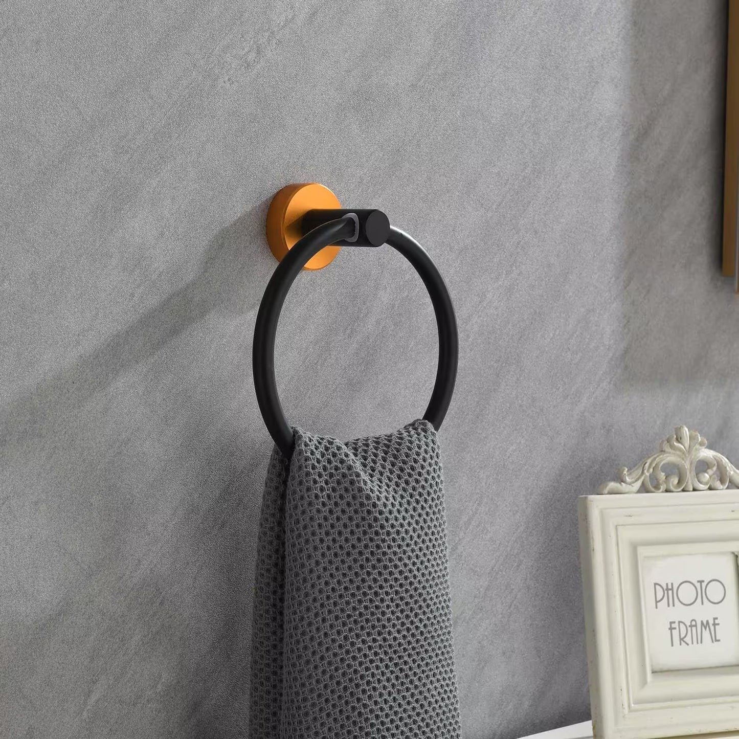 6 Piece Bathroom Towel Rack Set Wall Mount White Icon