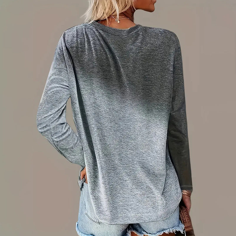 5 Pack Women's Casual Gradient Color Round Neck Long Sleeve Tops Set Spring & Fall