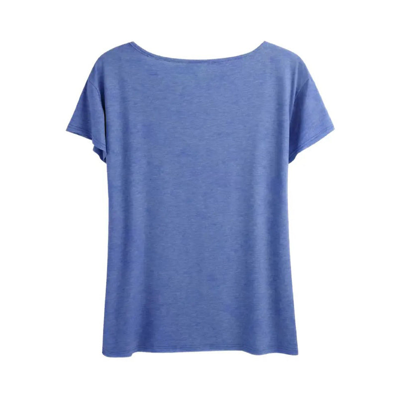 Women's Colorful Butterfly & Floral Print Round Neck T-Shirt - Casual Short Sleeve Summer Top