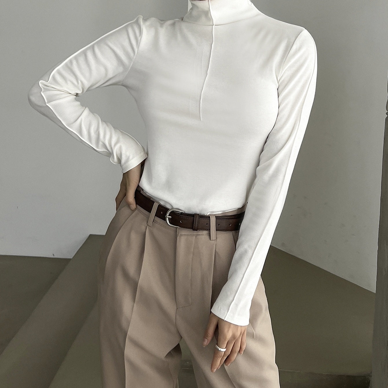 Women's Solid Color Top Fashionable Velvet Texture Fashionable T-shirt Long Sleeved