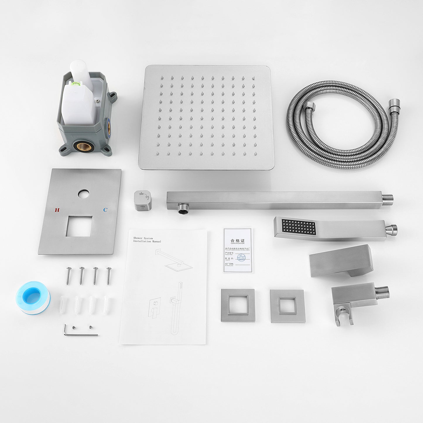 10 Inch Showerhead Bathroom Luxury Rain Shower Hybrid Shower Complete Combination Set Wall Mounted