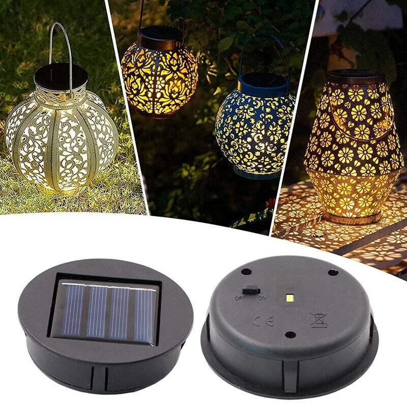 2PCS Garden Solar Powered Replacement Round LED Light Box Fit For Lantern Lamp