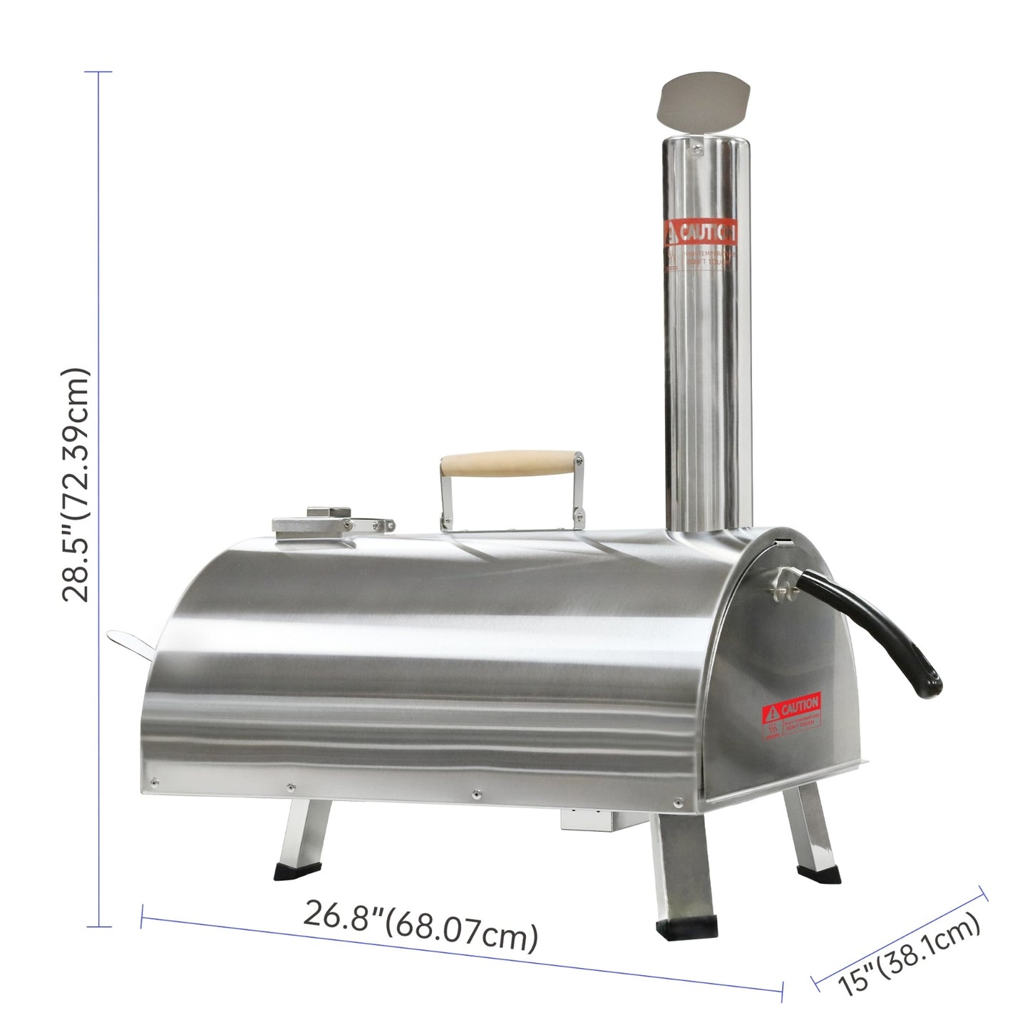 Outdoor 12 Automatic Rotatable Wood Fired Pizza Oven, Stainless Steel Portable
