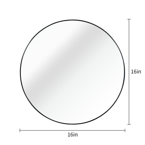 Black  16 Inches Metal Round Bathroom Mirror