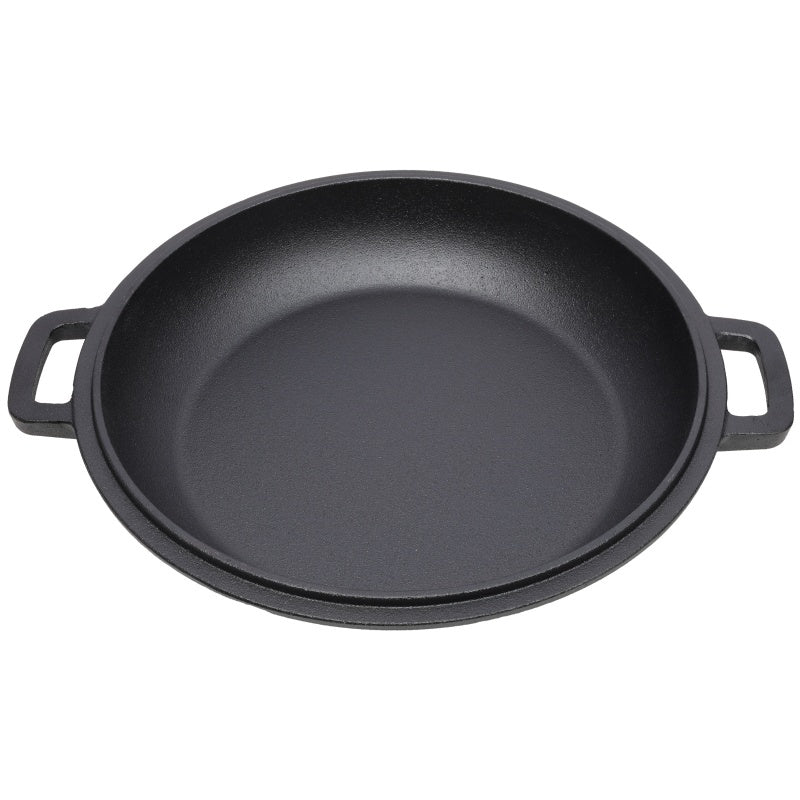 One In One Pre Seasoned Cast Iron Dutch Oven With Dual Handles, Outdoor Camping Deep Pot, With 2 Silicone Handle Covers, Banned Platform Temu