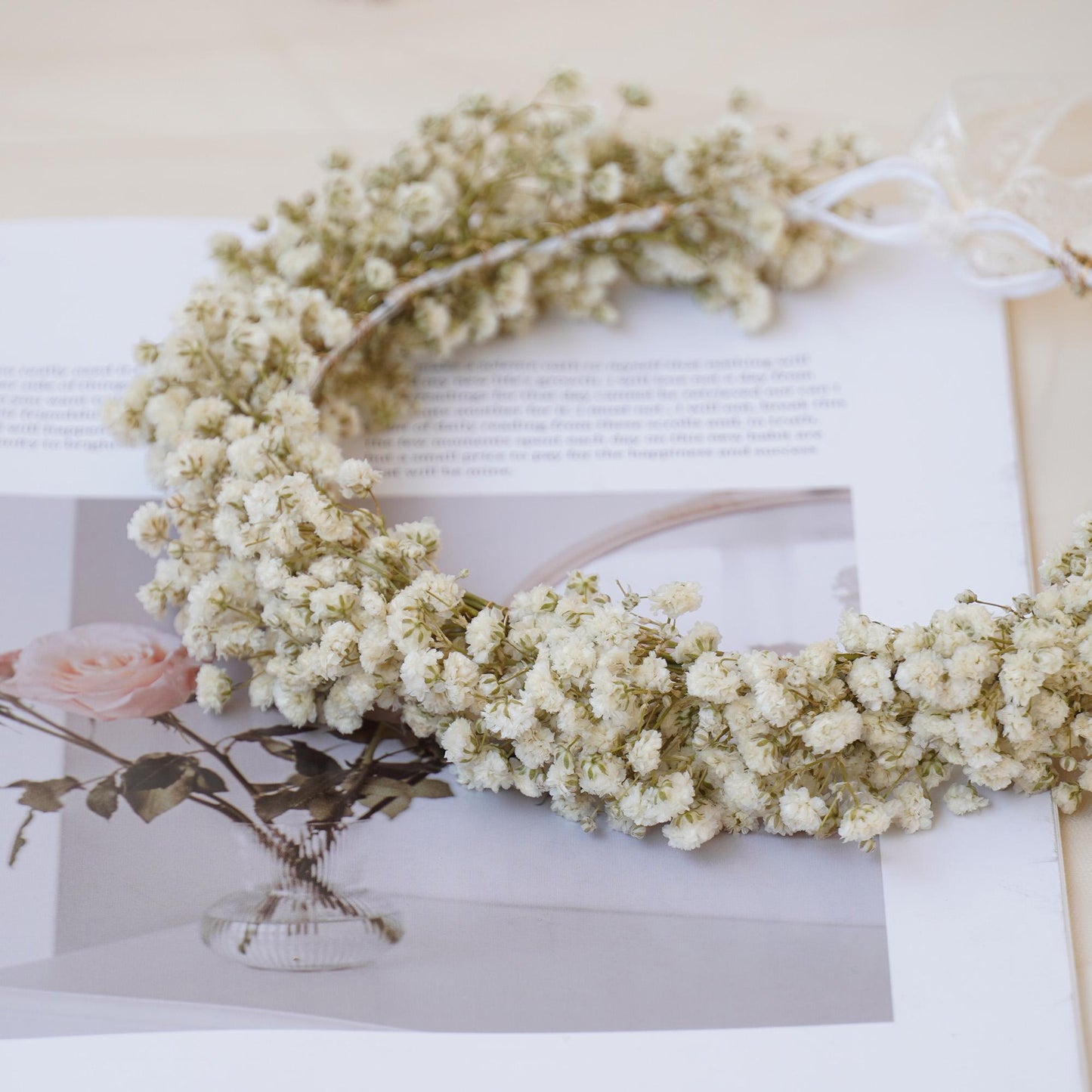 Gypsophila Crown, Dried Flower Crown, Bridal Wedding, Daily Party, Birthday Suitable Crown