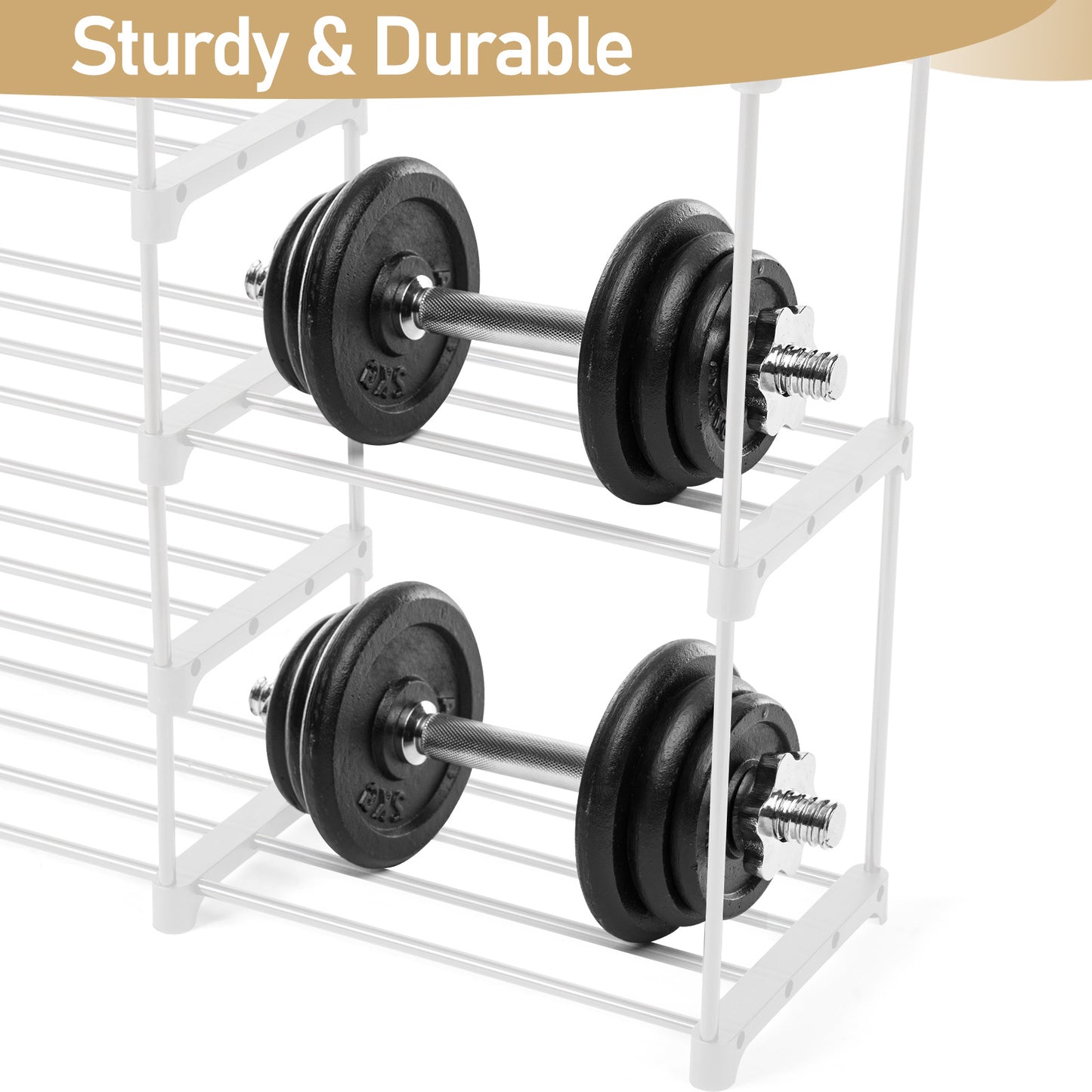 FCH Double Row 9-Layer Shoe Rack With Handles, 85.7x29.8x158cm White