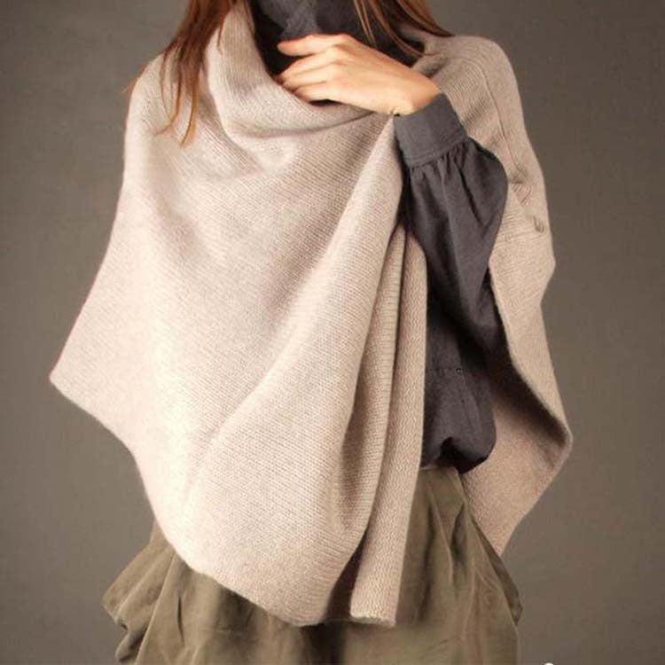 Spring and autumn wool knitted shawl dual-use jacket