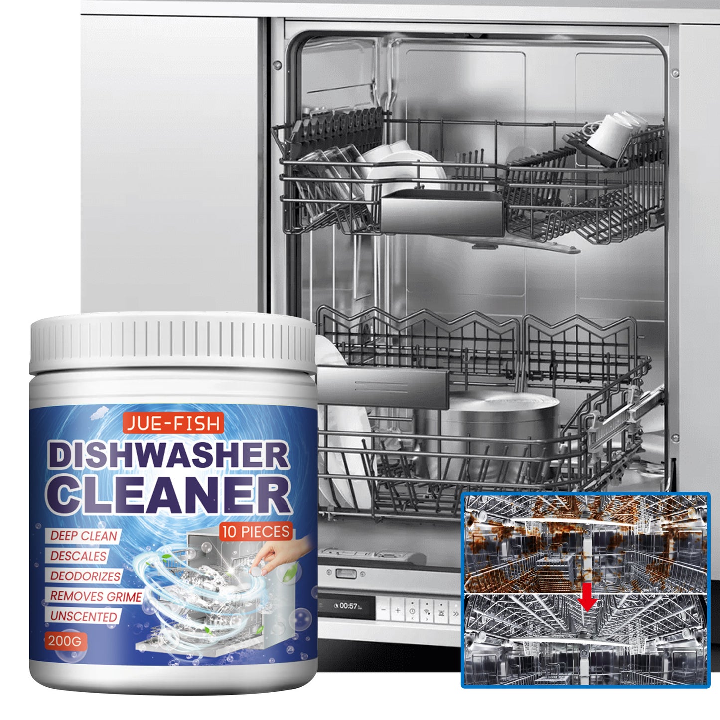 Dishwasher Cleaning Tablets For Removing Dirt And Oil Stains