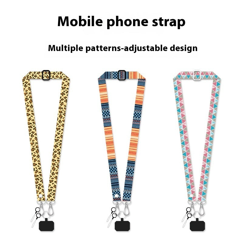 Backless Crossbody Widened Printing Anti-lost Hang Rope Fixed Card Type Mobile Phone Shoulder Strap Neck Rope