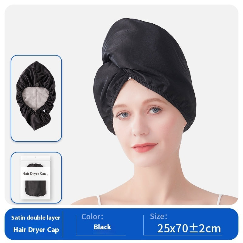 Fashion Double Satin Hair-drying Cap Women