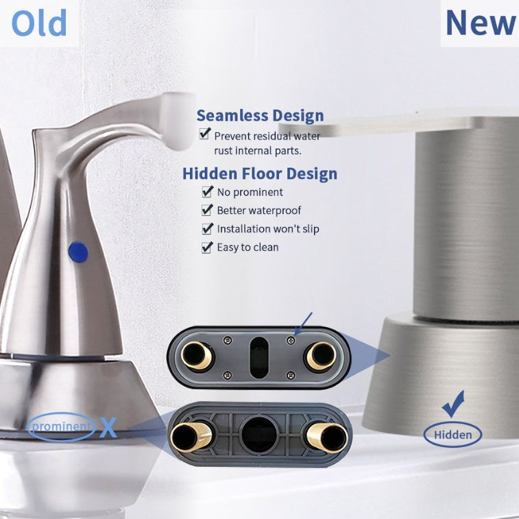 2 Handles Bathroom Sink Faucet, Brushed Nickel Centerset RV Bathroom Faucets For 2 3 Hole