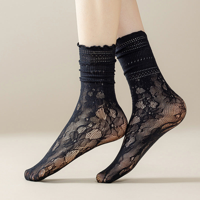 Thin Breathable Hollowed-out Mesh Lace Socks