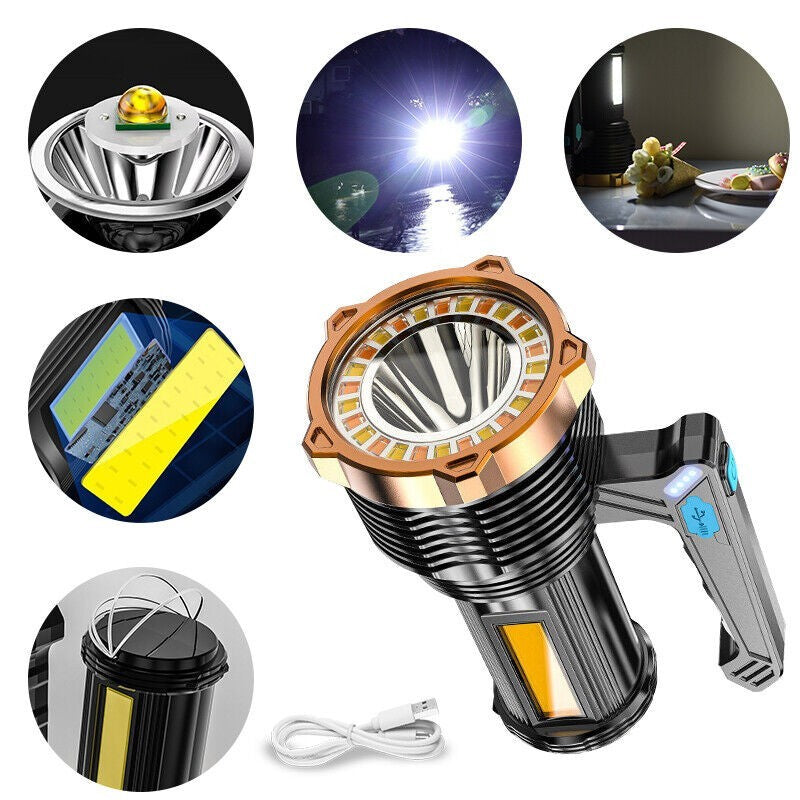 High Powered 12000000LM LED Flashlight Super Bright Torch USB Rechargeable Lamp