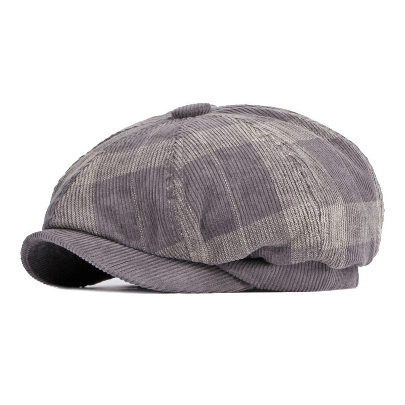 Women's Warm Fashion Plaid Corduroy Beret