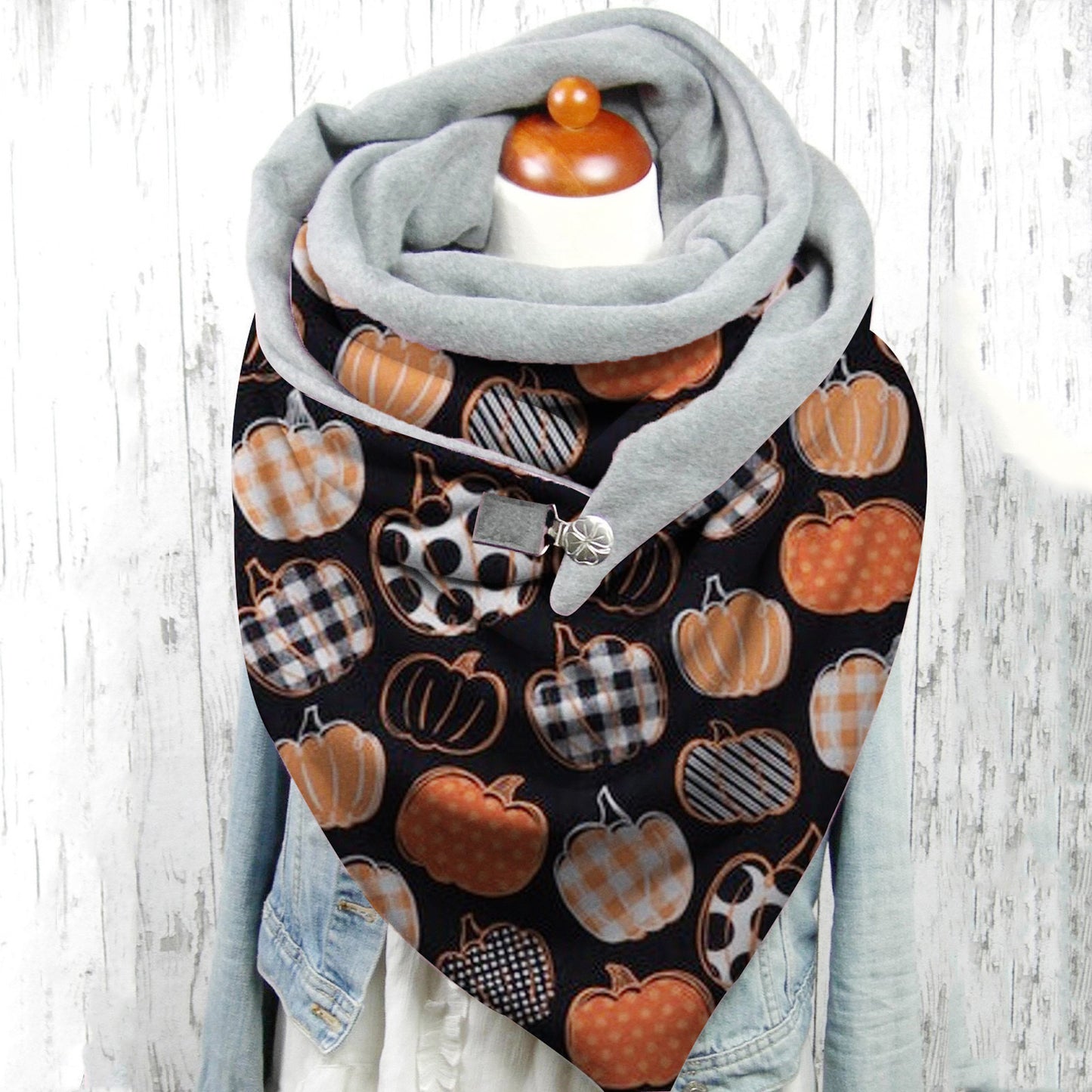 Female Plush Skull Print Long Halloween Button Bib