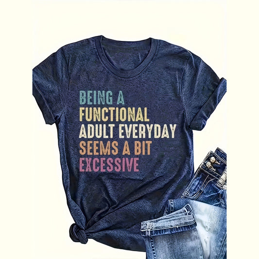 Women's Graphic Print Short Sleeve T-Shirt - Comfortable Crewneck Tee With Slogan