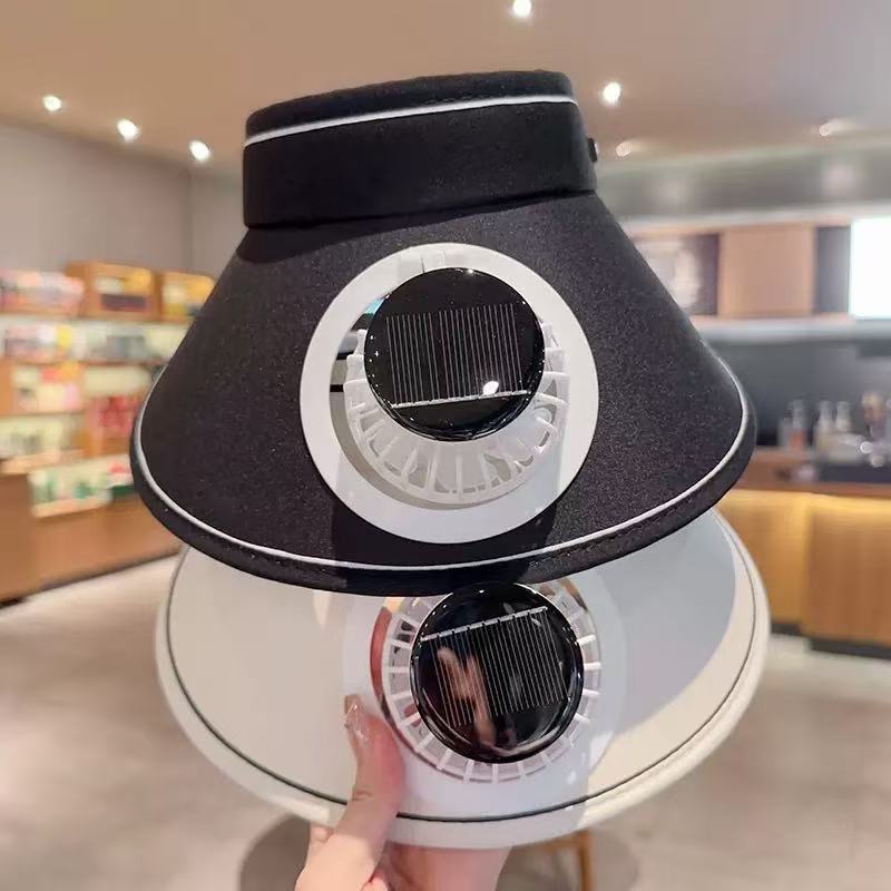 Summer Solid Color Solar Fan Cap Women's Multi-functional Outdoor