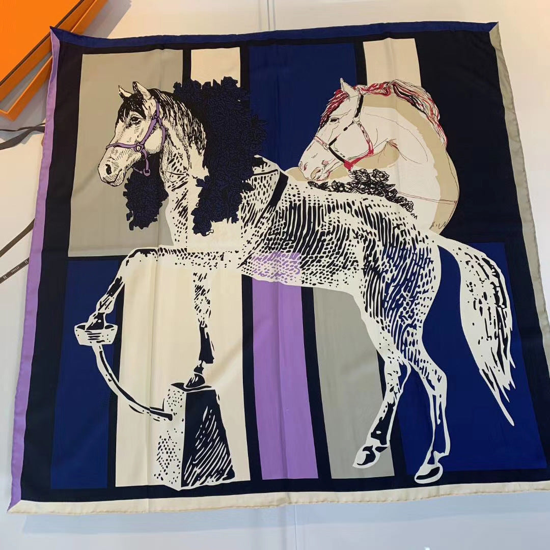 Handmade Hemming Twill Silk Printed Shawl