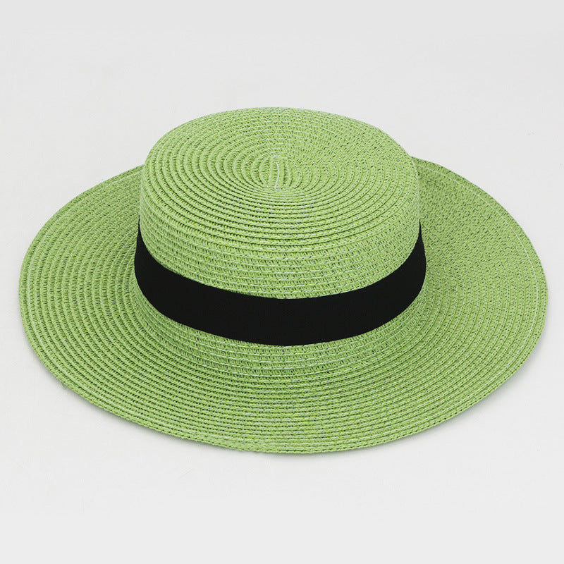 21 Color Square Buckle Dome Panama Lafite Flat Straw Hat