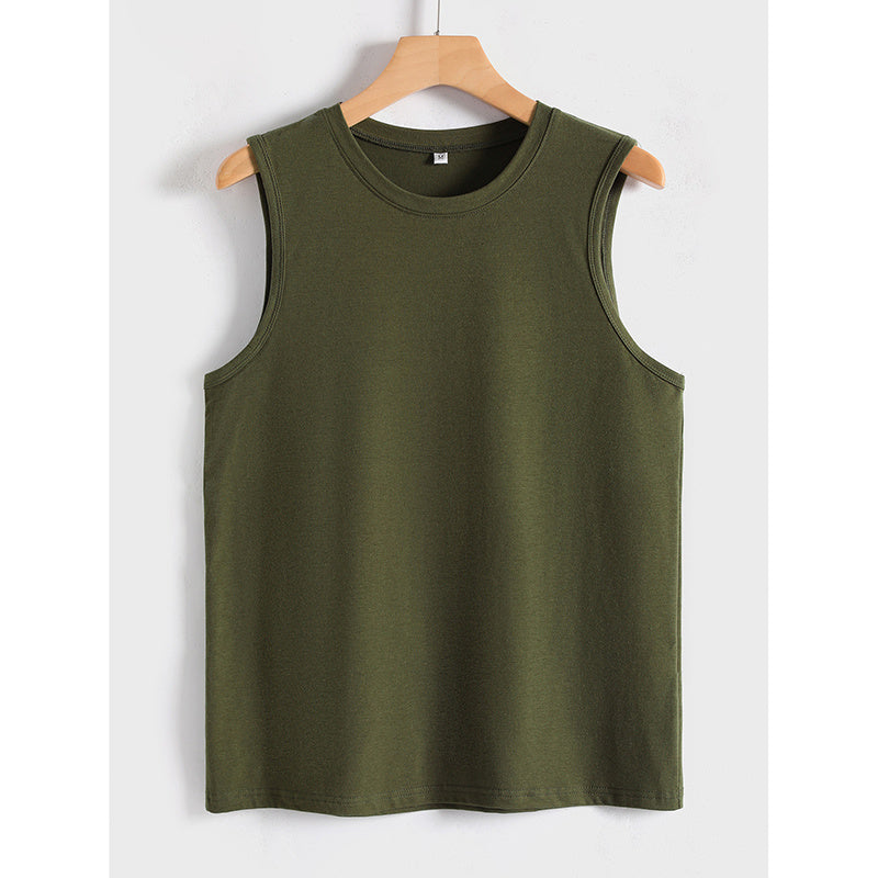 Womens Tank Tops Crew Neck Sleeveless Tshirts Solid Color Casual Loose Fit Tee Shirts
