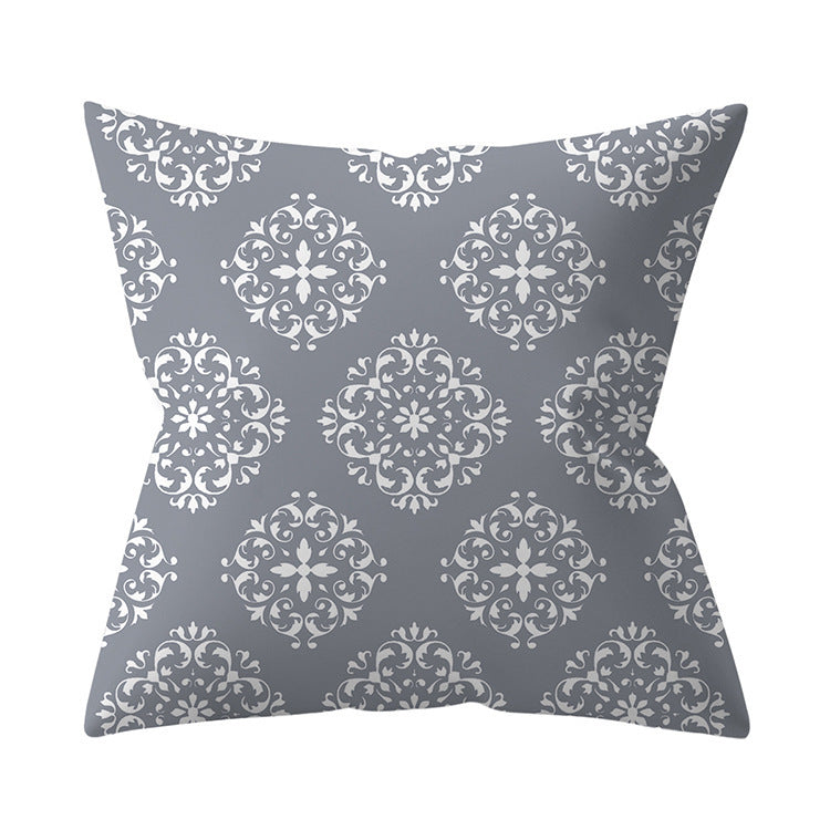 Gray Geometric Polyester Pillow Cover Cross-border Hot Sale Silver Gray Sofa Cushion Cushion Cover