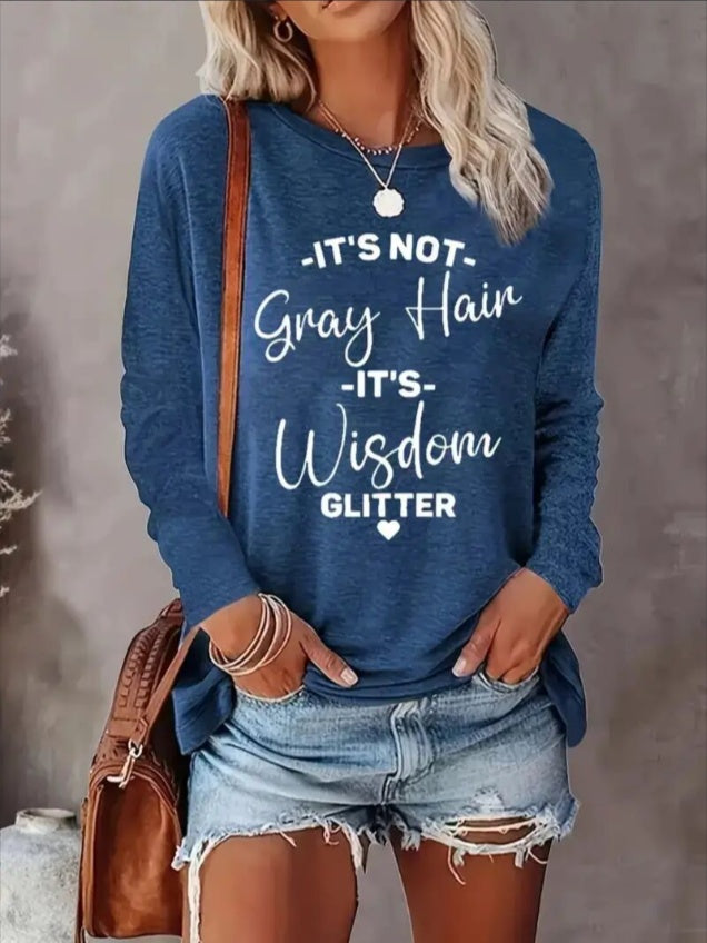 Women's Printed Long Sleeve Hoodless Sweatshirt