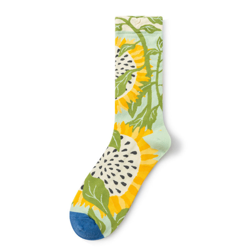 Retro Trendy Autumn And Winter Abstract Art Socks Europe And America Creative Combed Cotton