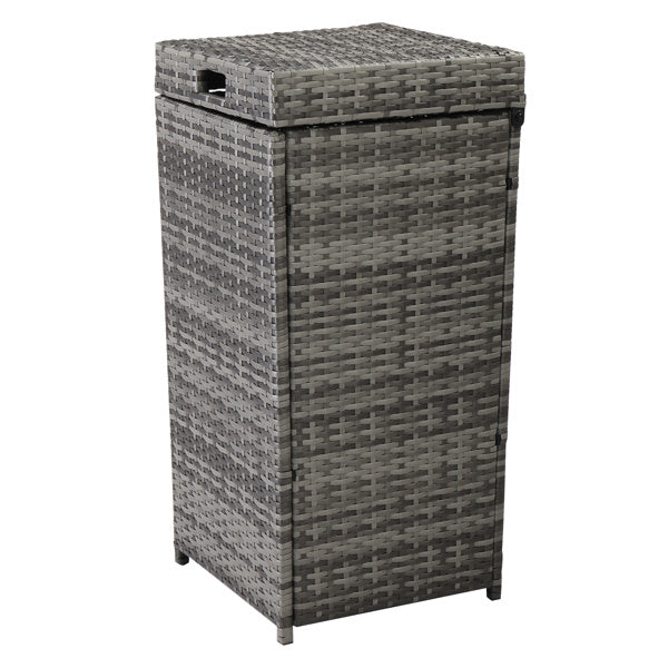 Gray Gradient Woven Rattan Trash Can With Top Cover