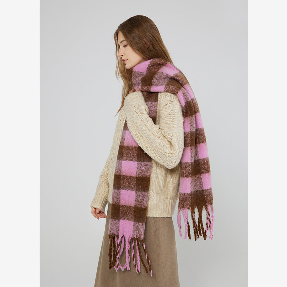Chessboard Checked Soft Waxy Mohair Scarf